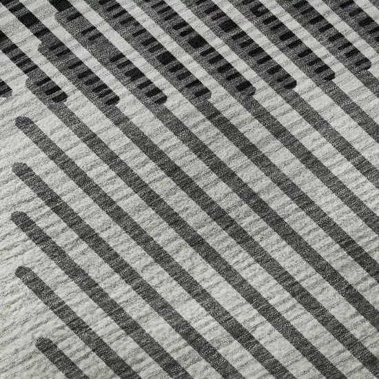 Gray And Ivory Geometric Washable Area Rug With UV Protection Photo 9