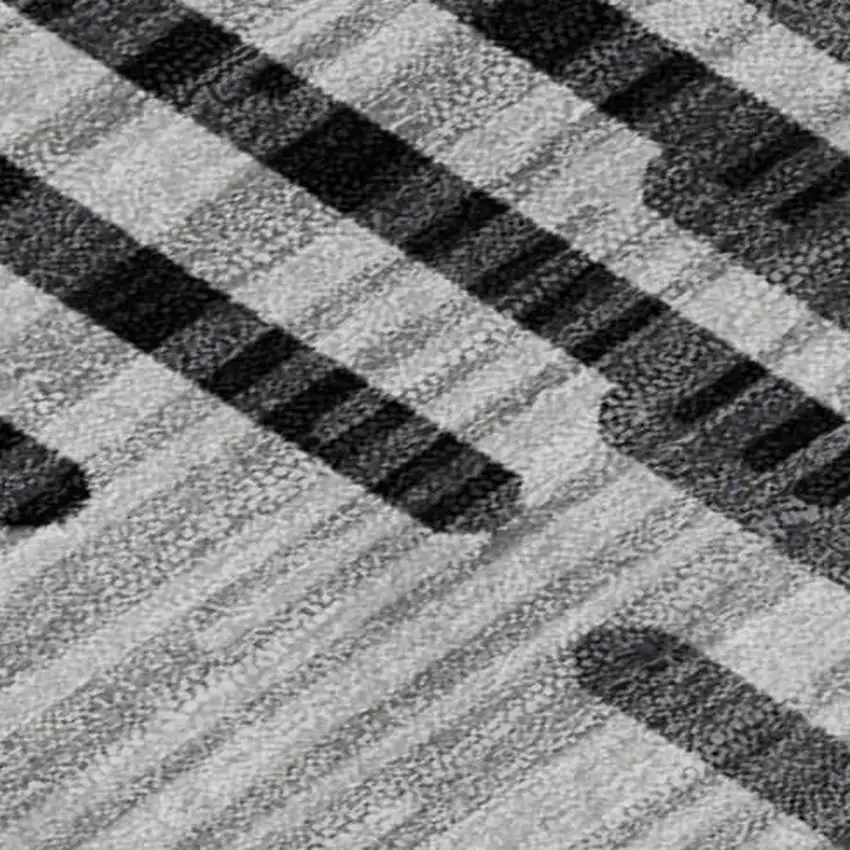 Gray And Ivory Geometric Washable Area Rug With UV Protection Photo 2