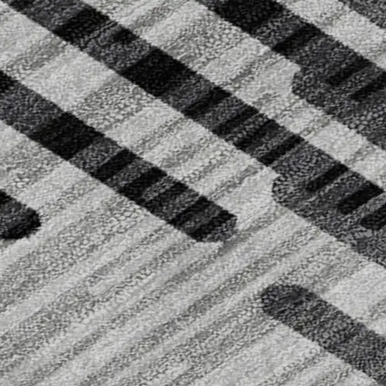 Gray And Ivory Geometric Washable Area Rug With UV Protection Photo 2