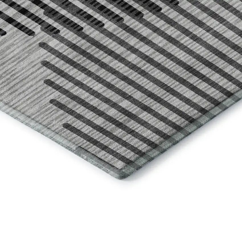 Gray And Ivory Geometric Washable Area Rug With UV Protection Photo 1