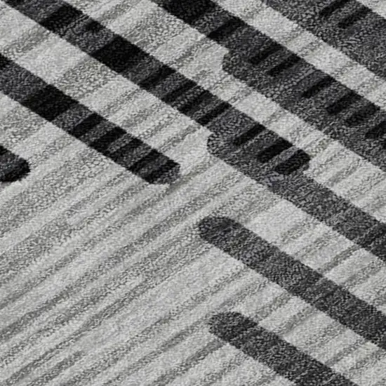 Gray And Ivory Geometric Washable Area Rug With UV Protection Photo 3