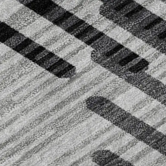 Gray And Ivory Geometric Washable Area Rug With UV Protection Photo 2