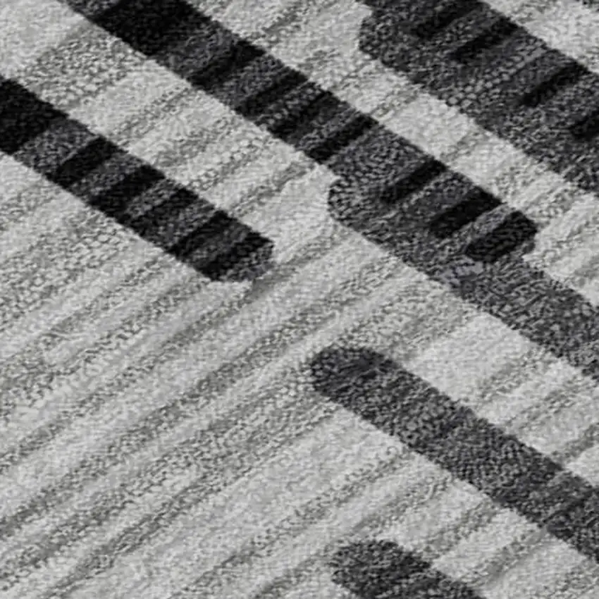 Gray And Ivory Geometric Washable Area Rug With UV Protection Photo 2