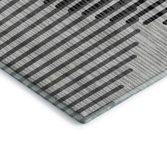 Gray And Ivory Geometric Washable Area Rug With UV Protection Photo 3