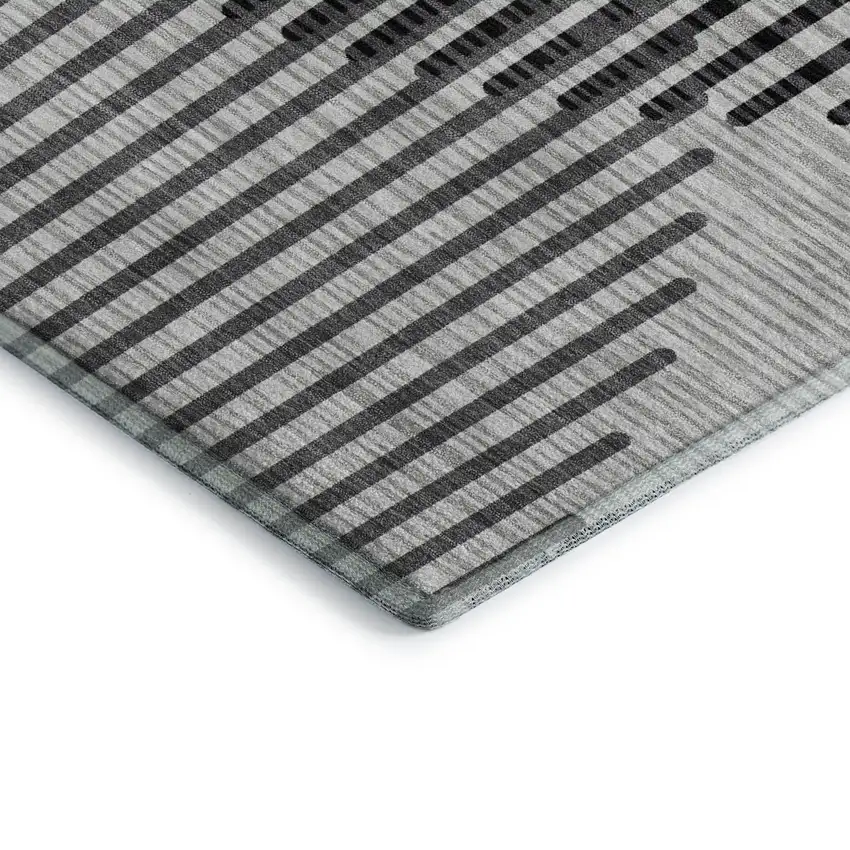 Gray And Ivory Geometric Washable Area Rug With UV Protection Photo 3