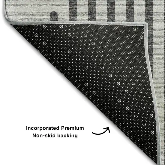 Gray And Ivory Geometric Washable Area Rug With UV Protection Photo 7