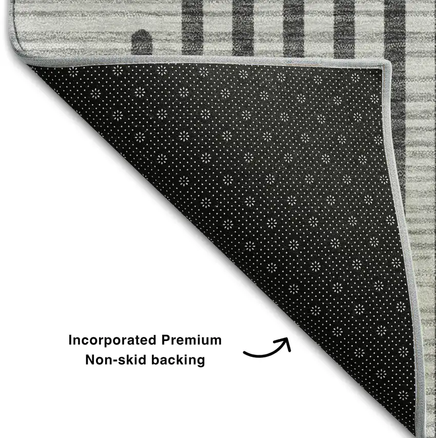 Gray And Ivory Geometric Washable Area Rug With UV Protection Photo 7
