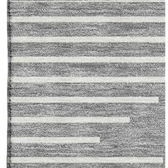 Gray And Ivory Geometric Washable Area Rug With UV Protection Photo 2