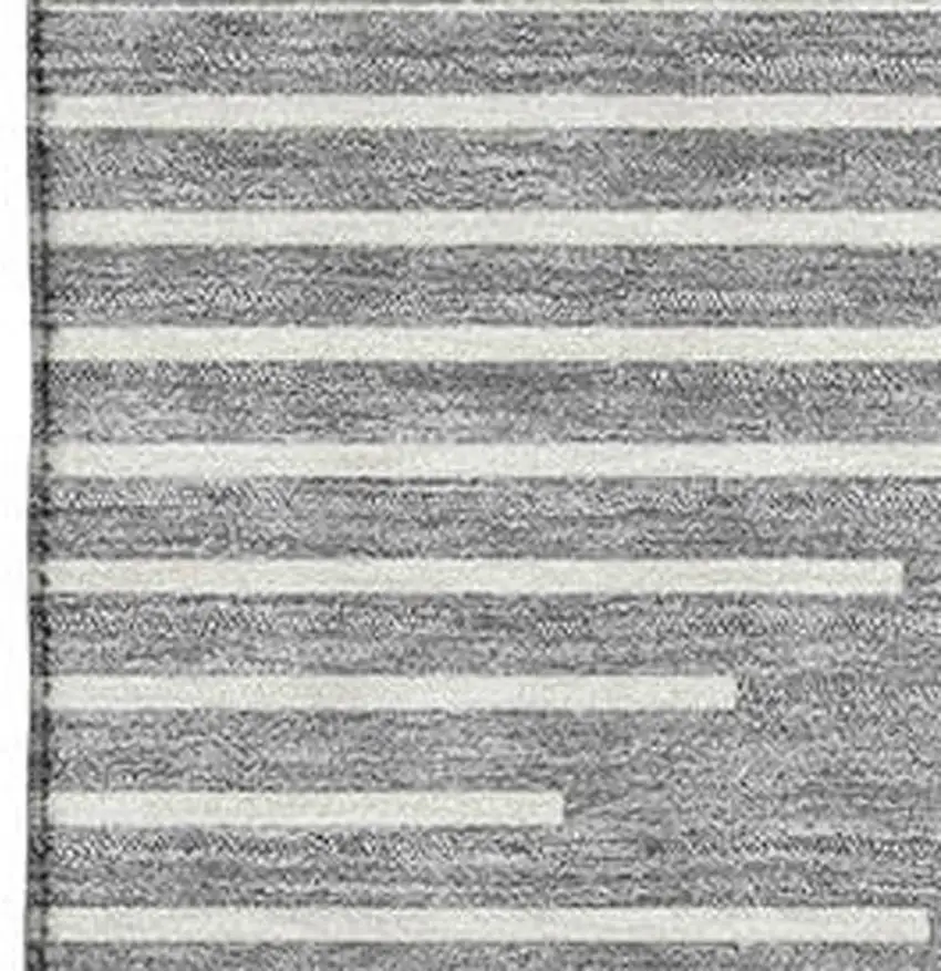 Gray And Ivory Geometric Washable Area Rug With UV Protection Photo 2
