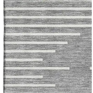 Photo of Gray And Ivory Geometric Washable Area Rug With UV Protection