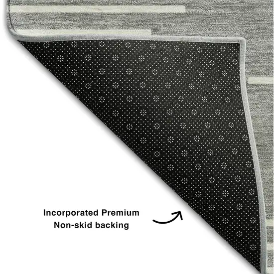Gray And Ivory Geometric Washable Area Rug With UV Protection Photo 6