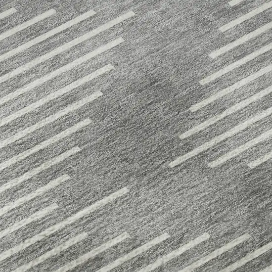 Gray And Ivory Geometric Washable Area Rug With UV Protection Photo 9