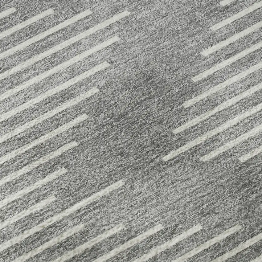 Gray And Ivory Geometric Washable Area Rug With UV Protection Photo 9