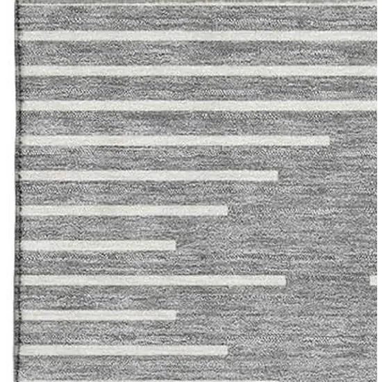 Gray And Ivory Geometric Washable Area Rug With UV Protection Photo 2