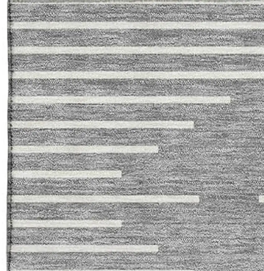 Gray And Ivory Geometric Washable Area Rug With UV Protection Photo 2
