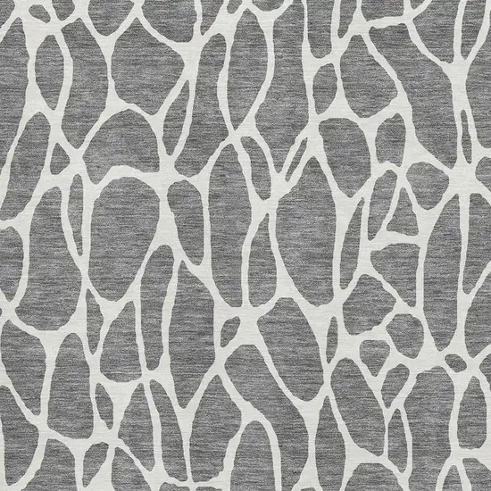 Gray And Ivory Geometric Washable Area Rug With UV Protection Photo 2