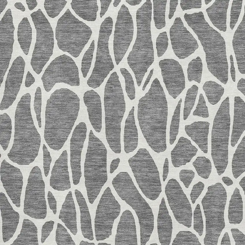 Gray And Ivory Geometric Washable Area Rug With UV Protection Photo 2