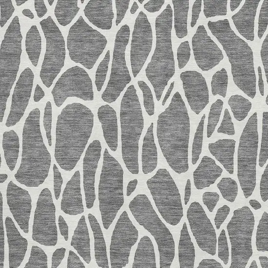 Gray And Ivory Geometric Washable Area Rug With UV Protection Photo 2