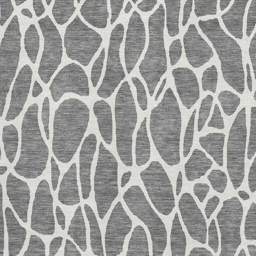 Gray And Ivory Geometric Washable Area Rug With UV Protection Photo 2