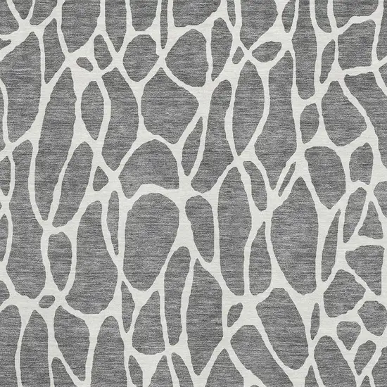 Gray And Ivory Geometric Washable Area Rug With UV Protection Photo 3