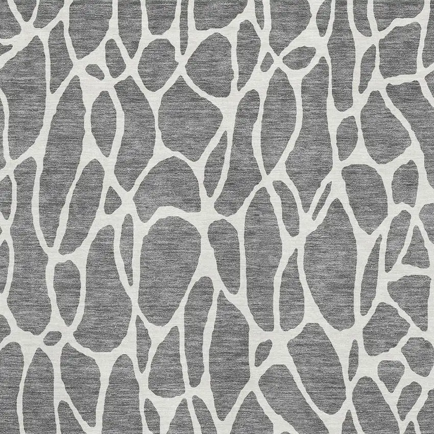 Gray And Ivory Geometric Washable Area Rug With UV Protection Photo 3