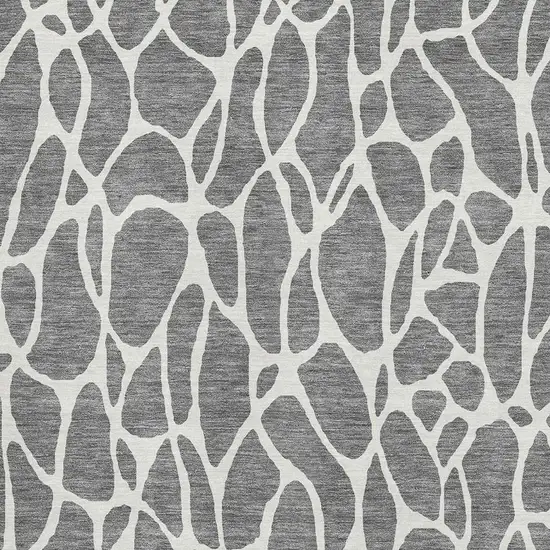 Gray And Ivory Geometric Washable Area Rug With UV Protection Photo 2