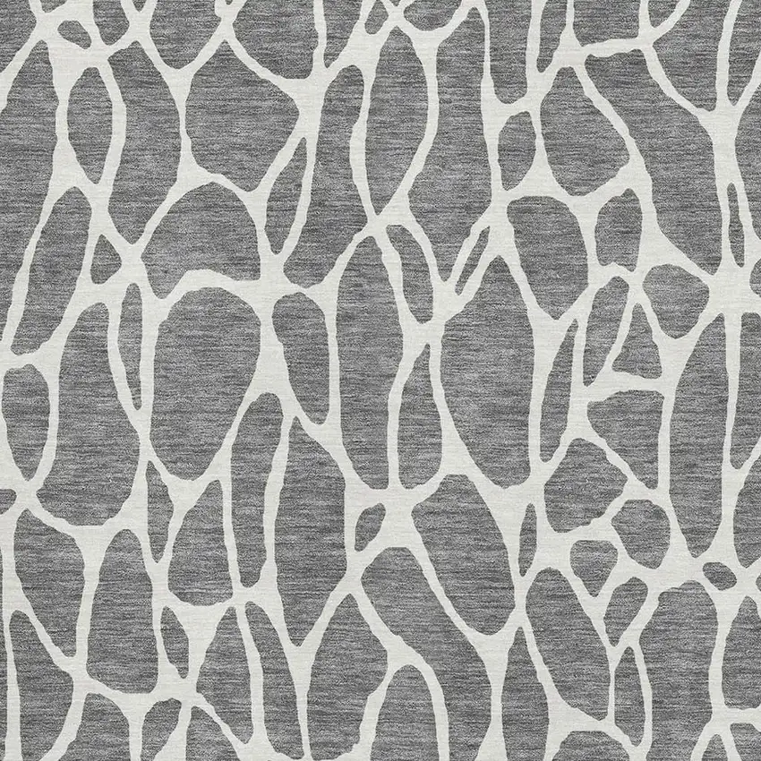 Gray And Ivory Geometric Washable Area Rug With UV Protection Photo 2