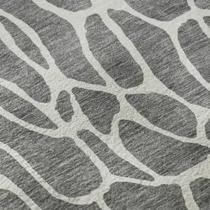 Photo of Gray And Ivory Geometric Washable Area Rug With UV Protection