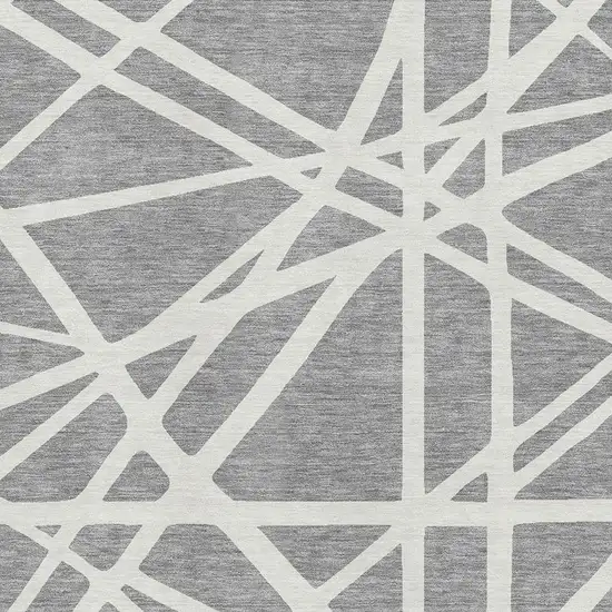 Gray And Ivory Geometric Washable Area Rug With UV Protection Photo 2
