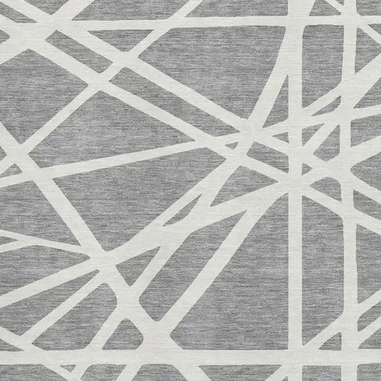 Gray And Ivory Geometric Washable Area Rug With UV Protection Photo 2
