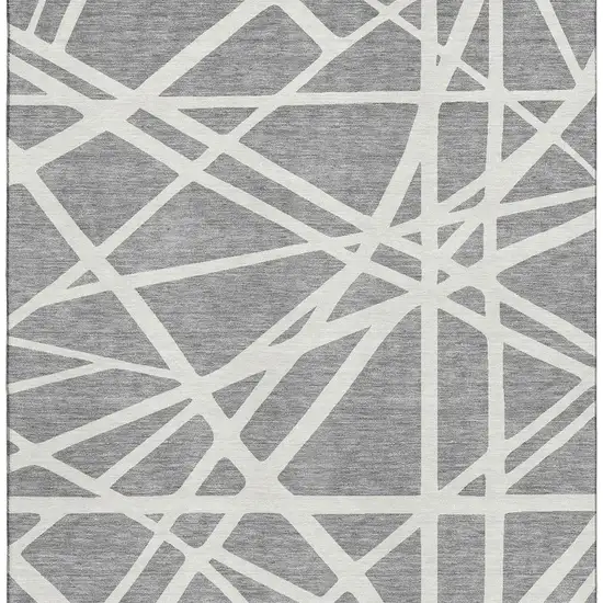 Gray And Ivory Geometric Washable Area Rug With UV Protection Photo 3