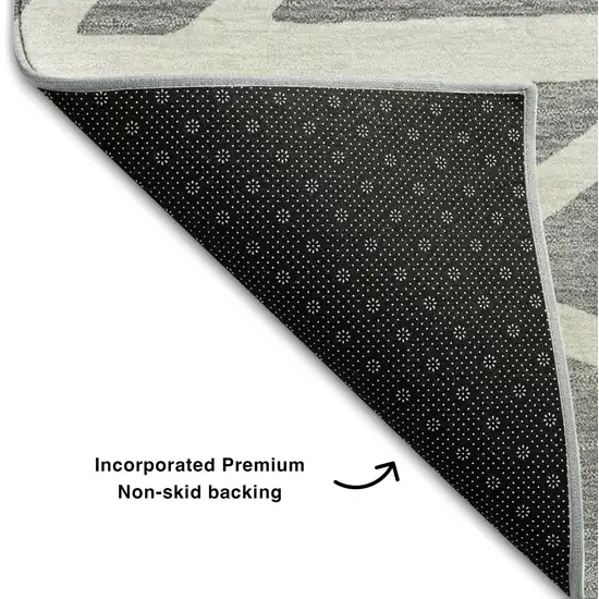 Gray And Ivory Geometric Washable Area Rug With UV Protection Photo 6