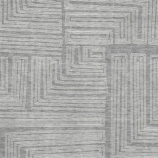 Gray And Ivory Geometric Washable Area Rug With UV Protection Photo 2