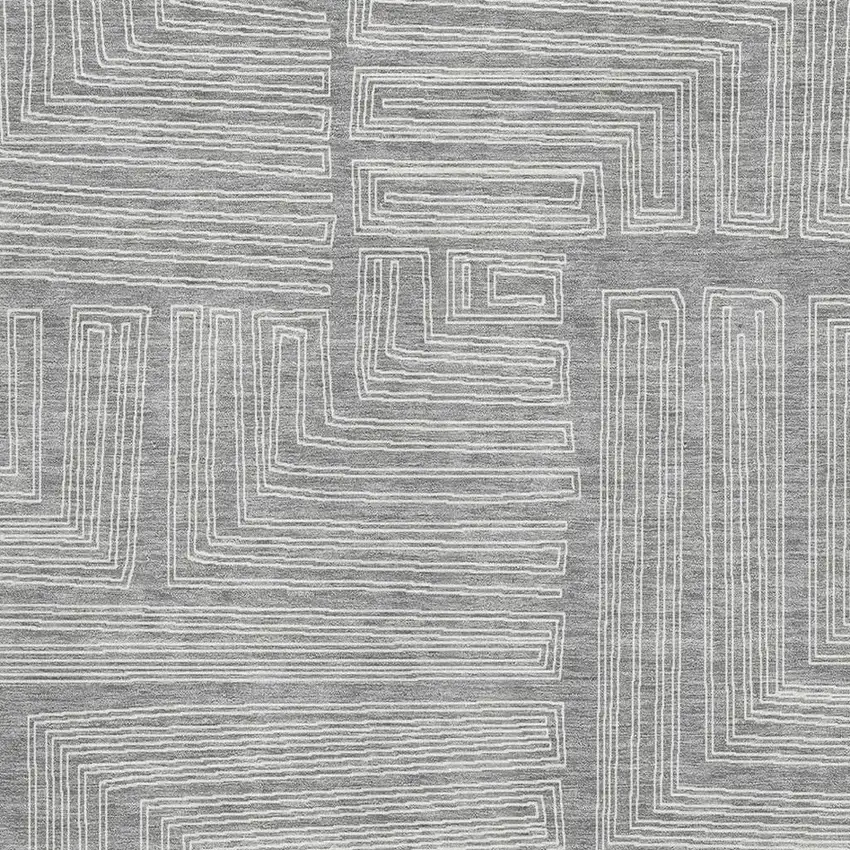 Gray And Ivory Geometric Washable Area Rug With UV Protection Photo 2