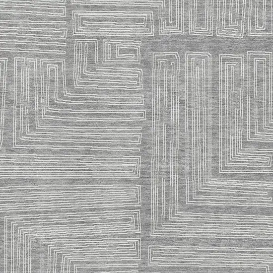 Gray And Ivory Geometric Washable Area Rug With UV Protection Photo 3