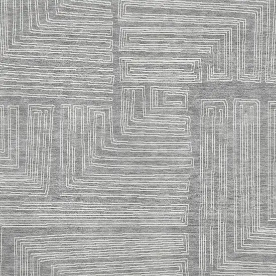 Gray And Ivory Geometric Washable Area Rug With UV Protection Photo 2