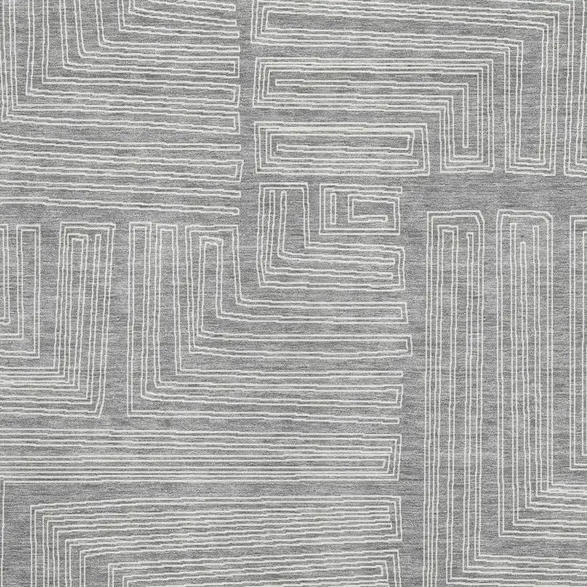 Gray And Ivory Geometric Washable Area Rug With UV Protection Photo 2