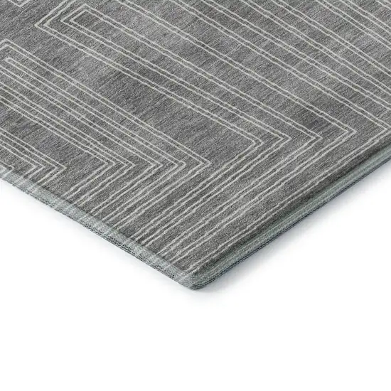 Gray And Ivory Geometric Washable Area Rug With UV Protection Photo 7