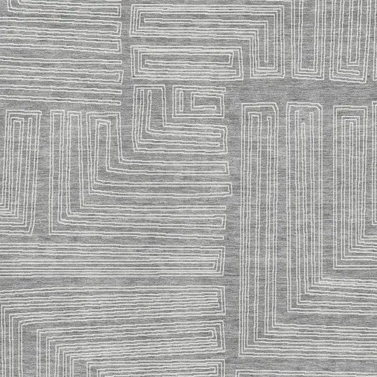 Gray And Ivory Geometric Washable Area Rug With UV Protection Photo 2