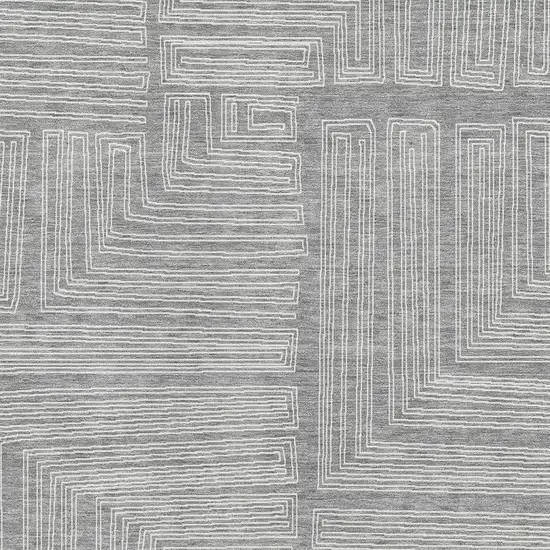 Gray And Ivory Geometric Washable Area Rug With UV Protection Photo 2