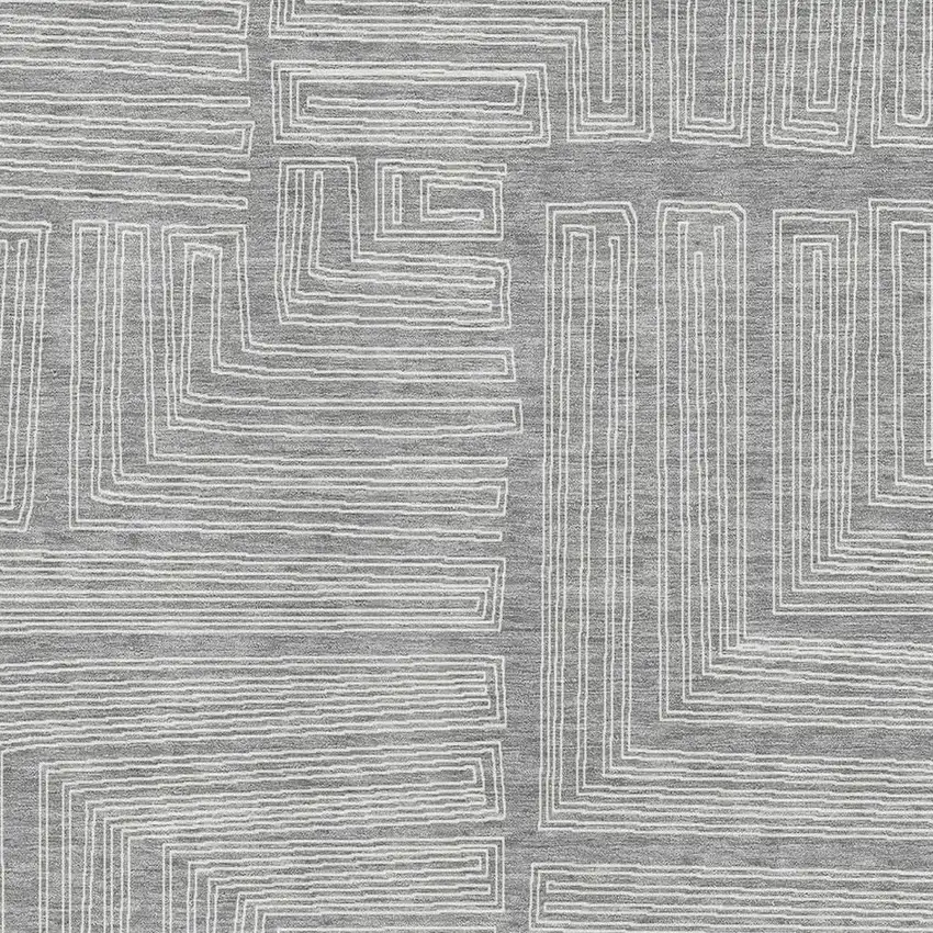 Gray And Ivory Geometric Washable Area Rug With UV Protection Photo 2