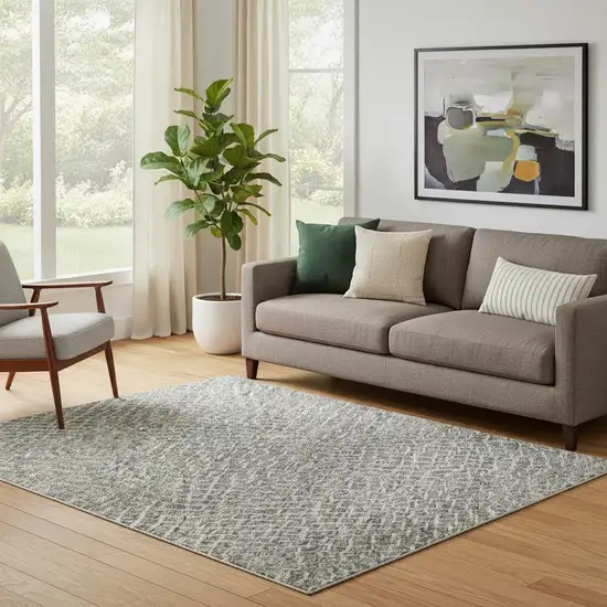 Gray And Ivory Geometric Washable Area Rug With UV Protection Photo 2