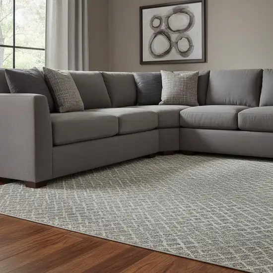 Gray And Ivory Geometric Washable Area Rug With UV Protection Photo 2