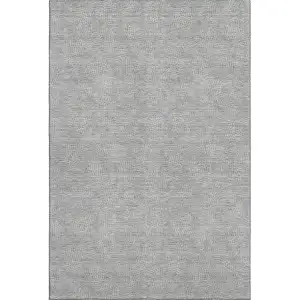 Photo of Gray And Ivory Geometric Washable Area Rug With UV Protection
