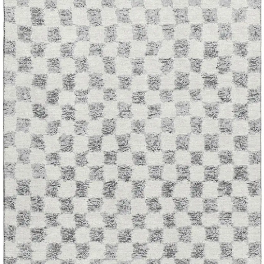 Gray And Ivory Geometric Washable Area Rug With UV Protection Photo 4