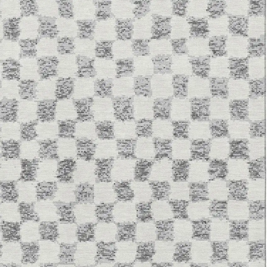 Gray And Ivory Geometric Washable Area Rug With UV Protection Photo 3