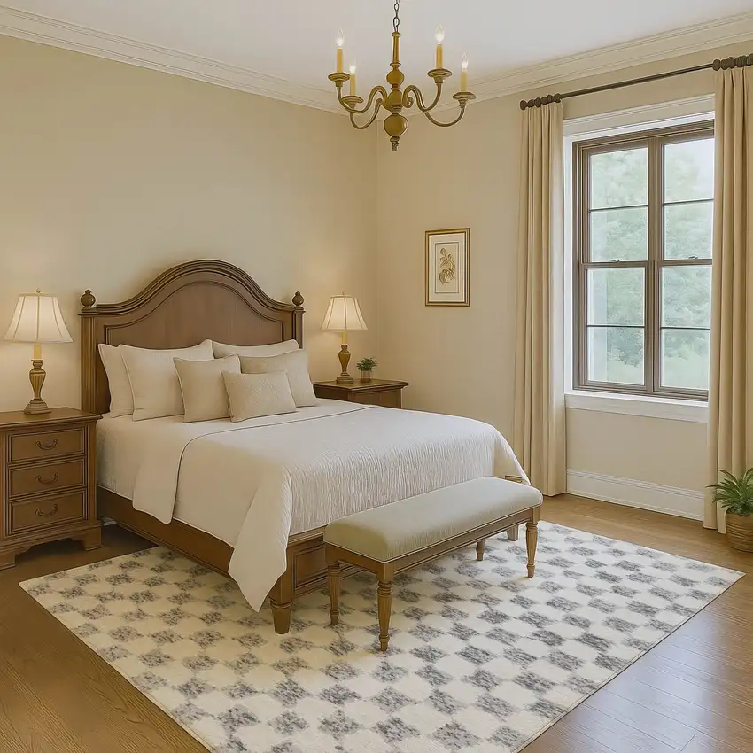 Gray And Ivory Geometric Washable Area Rug With UV Protection Photo 6