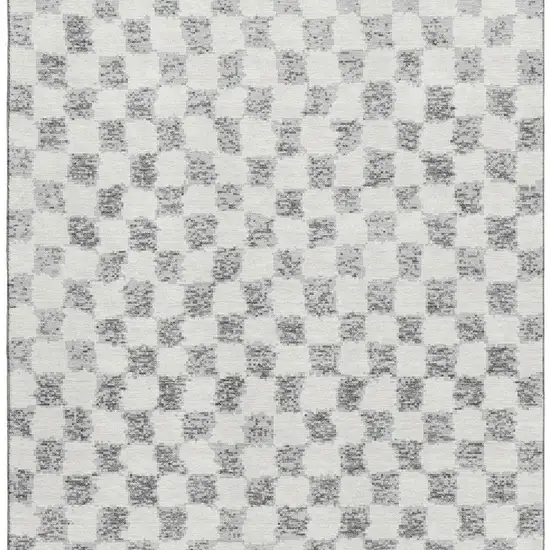 Gray And Ivory Geometric Washable Area Rug With UV Protection Photo 4