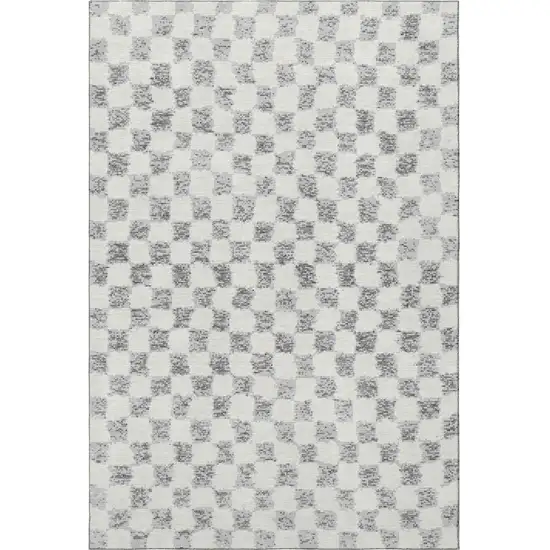 Gray And Ivory Geometric Washable Area Rug With UV Protection Photo 4