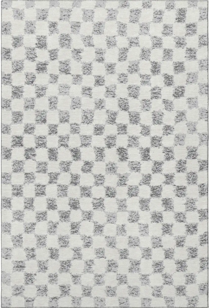 Gray And Ivory Geometric Washable Area Rug With UV Protection Photo 4